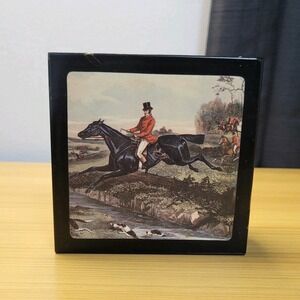 Vintage English Horse and Hounds Box with Set of‎ 6 Coasters Price Products